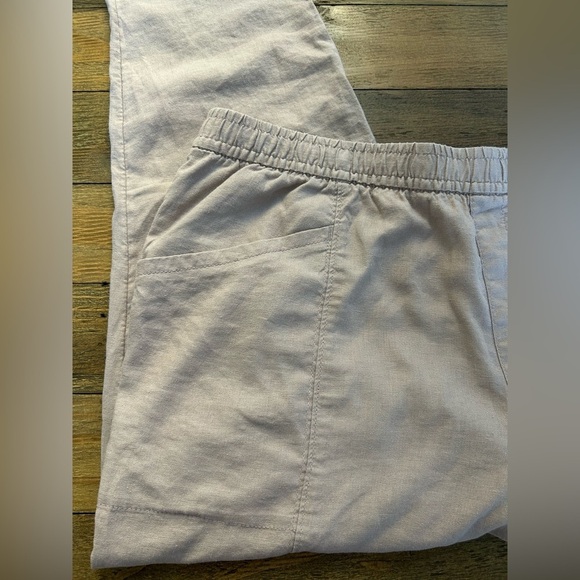 OLD NAVY Light Beige/Mauve LINEN BLEND Elastic Waist Pants - Picture 9 of 10